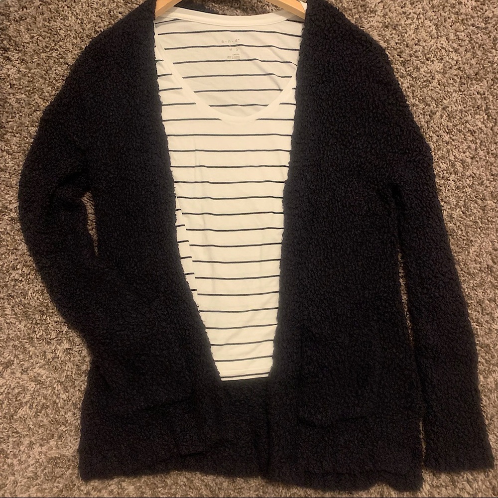 Fuzzy Black Cardigan